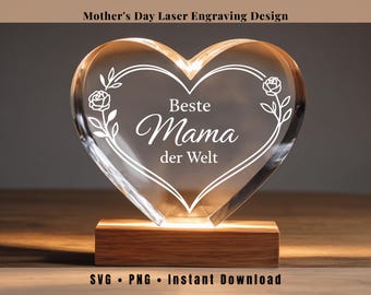 Beste moeder ooit SVG-png • Duits moeder gezegde • Moederdag Moederdag lasergravureontwerp