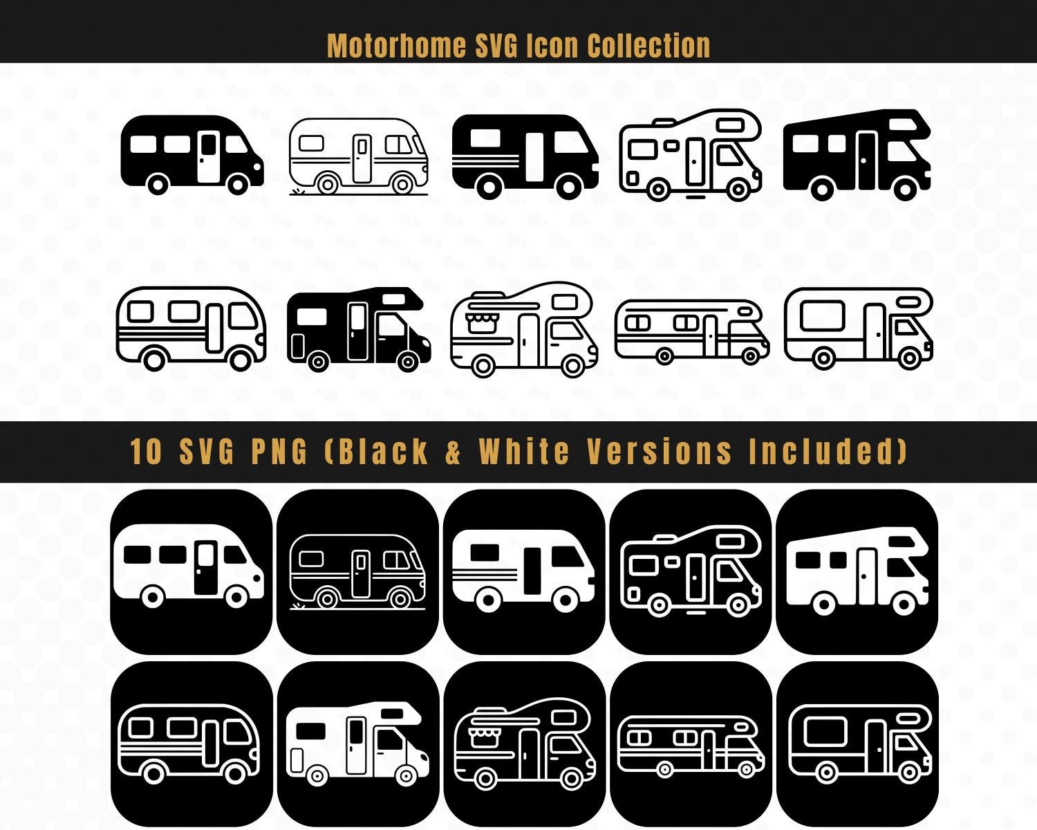 RV Icon Bundle • Motorhome Icons • SVG PNG Clipart for Cricut ...