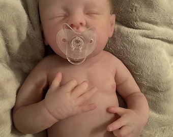 Muñeco realista de silicona de cuerpo completo para bebé varón – Reborn prematuro de 49,5 cm, muñeco artístico de recién nacido hecho a mano, regalo perfecto para el Día de la Madre.