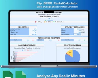 Real Estate Deal Analyzer Spreadsheet | Flip, BRRRR & Rental Calculator