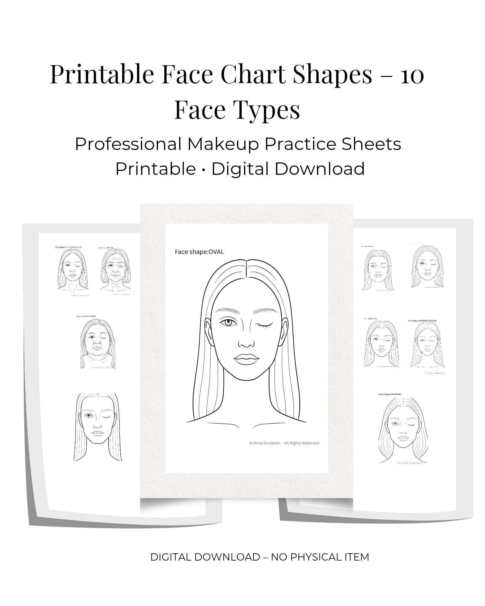 Face Shapes Chart.pdf Printable Face Chart Shapes – 10 Face Types | Professional Makeup ...