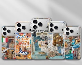 Italy Mood Board Phone Case Aesthetic Italy Cover for iPhone 17 Pro Max, 17e, 15, 14, 13 & Samsung S26 Ultra, S25 FE, A57, A56, Pixel 10, 9A