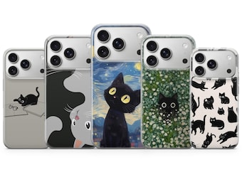 Black Cat Painting Phone Case Art Cover for iPhone 17 Pro Max, 17e, 15, 14, 13 & Samsung S26 Ultra, S25 FE, A57, A56, Pixel 10, 9A