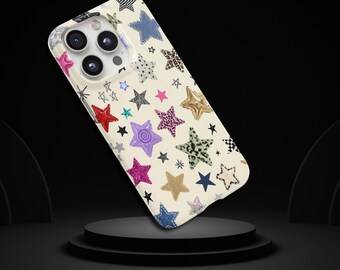 Retro Stars Phone Case Pattern TOUGH Cover for iPhone 17 Pro Max, 16e, 15, 14, 13 & Samsung S26 Ultra, S25 FE, A57, A56, Pixel 10, 9A