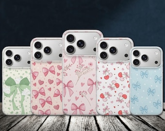 Bow Phone Case Pink Cover for iPhone 17 Pro Max, 17e, 15, 14, 13 & Samsung S26 Ultra, S25 FE, A57, A56, Pixel 10, 9A
