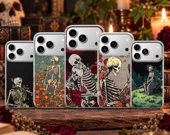 Funda para teléfono con diseño de esqueleto para Halloween, compatible con iPhone 17 Pro Max, 17e, 15, 14, 13 y Samsung S26 Ultra, S25 FE, A57, A56, Pixel 10 y 9A.