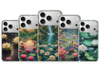 Lotus Flower Phone Case Water Lily Cover for iPhone 17 Pro Max, 17e, 15, 14, 13 & Samsung S26 Ultra, S25 FE, A57, A56, Pixel 10, 9A