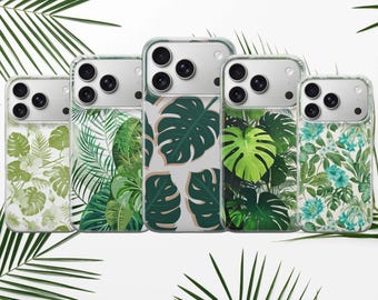 Monstera Leaf Telefonskal Tropiskt Botaniskt Skal för iPhone 17 Pro Max, 17e, 15, 14, 13 & Samsung S26 Ultra, S25 FE, A57, A56, Pixel 10, 9A