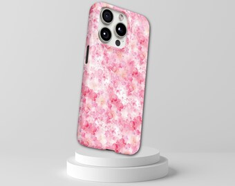 Pink Floral Phone Case Pattern TOUGH Cover for iPhone 17 Pro Max, 16e, 15, 14, 13 & Samsung S26 Ultra, S25 FE, A57, A56, Pixel 10, 9A