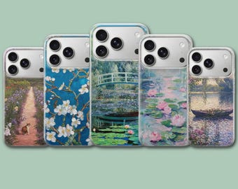 Funda para teléfono con pinturas de Claude Monet para iPhone 17 Pro Max, 17e, 15, 14, 13 y Samsung S26 Ultra, S25 FE, A57, A56, Pixel 10, 9A