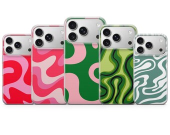 Groovy Wavy Phone Case Retro Cover for iPhone 17 Pro Max, 17e, 15, 14, 13 & Samsung S26 Ultra, S25 FE, A57, A56, Pixel 10, 9A