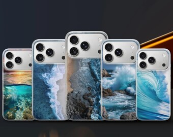 Waves Phone Case Ocean Seashore Waves Cover for iPhone 17 Pro Max, 17e, 15, 14, 13 & Samsung S26 Ultra, S25 FE, A57, A56, Pixel 10, 9A