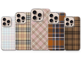 Plaid Print Phone Case Trendy Pattern Cover for iPhone 17 Pro Max, 17e, 15, 14, 13 & Samsung S26 Ultra, S25 FE, A57, A56, Pixel 10, 9A