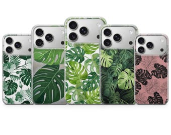 Monstera Leaf Phone Case Tropical Botanical Cover for iPhone 17 Pro Max, 17e, 15, 14, 13 & Samsung S26 Ultra, S25 FE, A57, A56, Pixel 10, 9A
