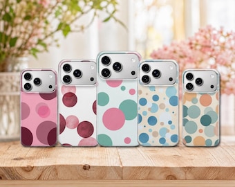 Polka Dot Phone Case Circles Cover for iPhone 17 Pro Max, 17e, 15, 14, 13 & Samsung S26 Ultra, S25 FE, A57, A56, Pixel 10, 9A
