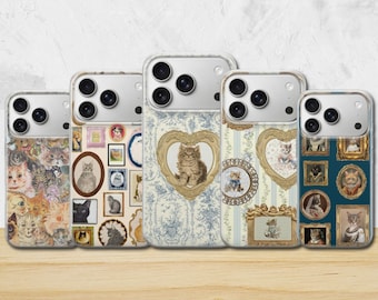 Etui na telefon z motywem kota w stylu retro do modeli iPhone 17 Pro Max, 17e, 15, 14, 13 i Samsung S26 Ultra, S25 FE, A57, A56, Pixel 10, 9A