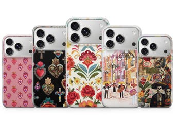 Telefonskal med mexikansk konst – resefodral för iPhone 17 Pro Max, 17e, 15, 14, 13 och Samsung S26 Ultra, S25 FE, A57, A56, Pixel 10 och 9A