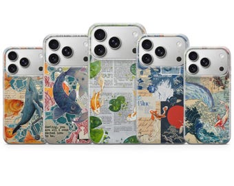 Scrapbook Koi Fish Phone Case Animals Art Cover for iPhone 17 Pro Max, 17e, 15, 14, 13 & Samsung S26 Ultra, S25 FE, A57, A56, Pixel 10, 9A