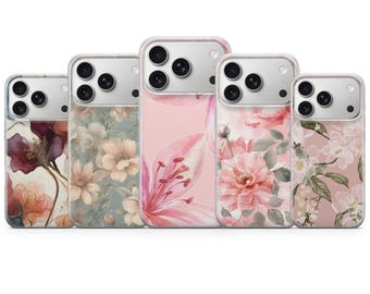Floral Pattern Phone Case Flowers Cover for iPhone 17 Pro Max, 17e, 15, 14, 13 & Samsung S26 Ultra, S25 FE, A57, A56, Pixel 10, 9A