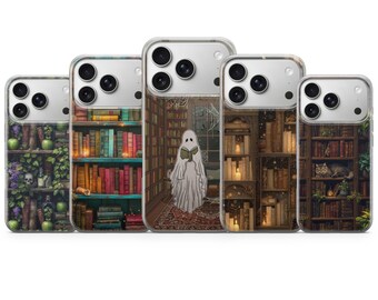 Gothic Phone Case Bookshelf Witchy Cover for iPhone 17 Pro Max, 17e, 15, 14, 13 & Samsung S26 Ultra, S25 FE, A57, A56, Pixel 10, 9A