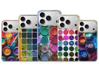 Watercolor Palette Phone Case Artist Cover for iPhone 17 Pro Max, 17e, 15, 14, 13 & Samsung S26 Ultra, S25 FE, A57, A56, Pixel 10, 9A