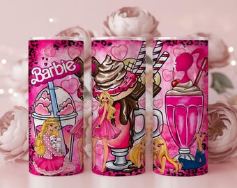 Pink Doll Tumbler Wrap PNG | Milkshake Collage, Sweet Treats (Digital Download)
