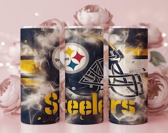 Steelers Tumbler Wrap PNG | 20oz Skinny Sublimation Design (Digital Download)