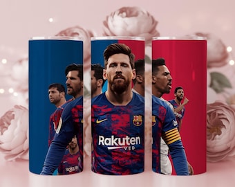 Diseño PNG para vaso térmico de Lionel Messi de 20 oz y 30 oz / Diseño para la Copa del FC Barcelona / Diseño de sublimación cónico recto / Descarga digital
