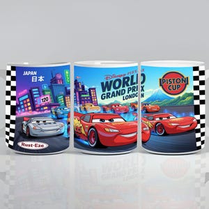 Cars World Grand Prix 11oz 15oz Mug Wrap PNG | Lightning McQueen Racing Coffee Mug Sublimation Design | Digital Download image 5