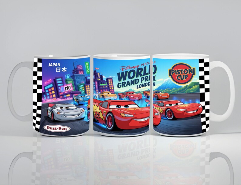 Cars World Grand Prix 11oz 15oz Mug Wrap PNG | Lightning McQueen Racing Coffee Mug Sublimation Design | Digital Download image 5