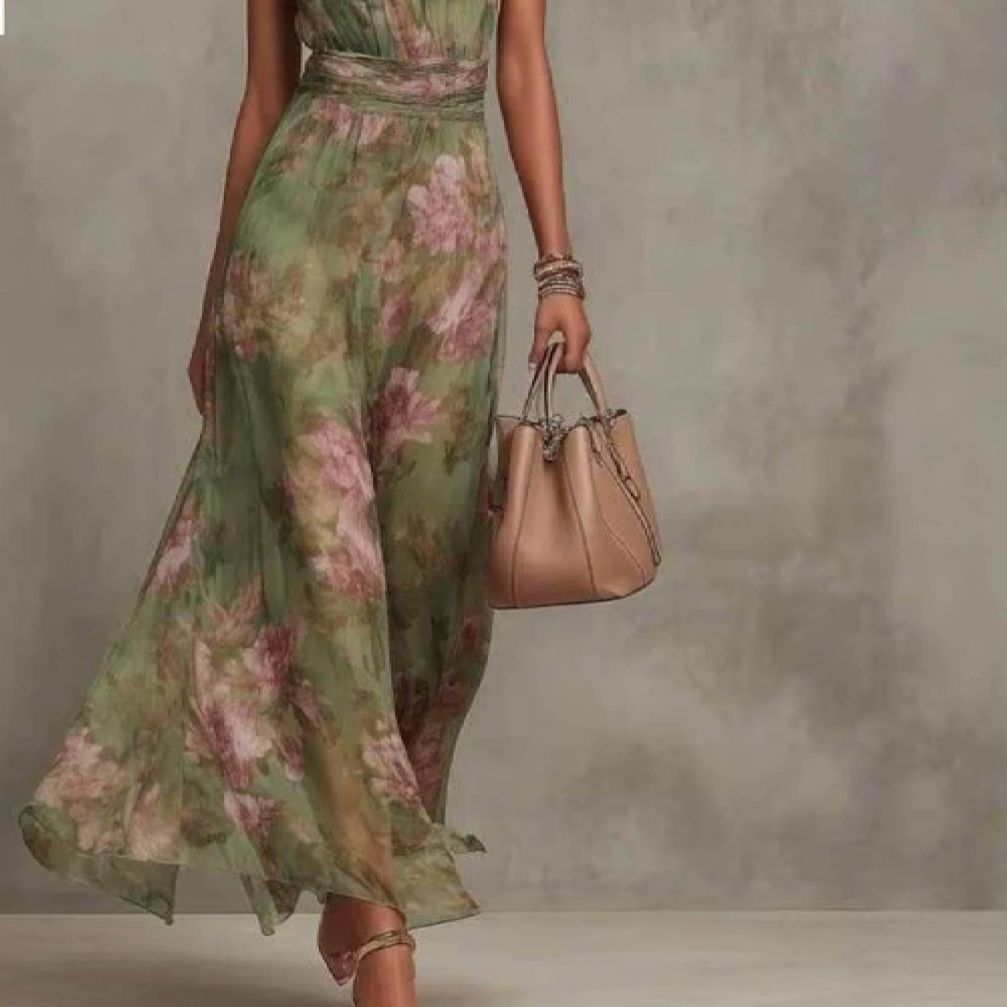 slim fit dress slacks PALOMA FLORAL HALTER MAXI DRESS