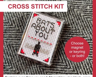 Cross stitch kit - magnet or keyring - bats about you