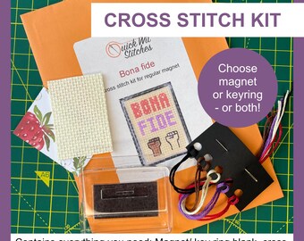 Cross stitch kit - magnet or keyring - Bona fide