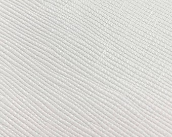 Saffiano 5"x11" Brilliant WHITE Weave Embossed Cowhide Leather 3.25-3.5 oz/1.1-1.2mm PeggySueAlso® E8201-39 hides available