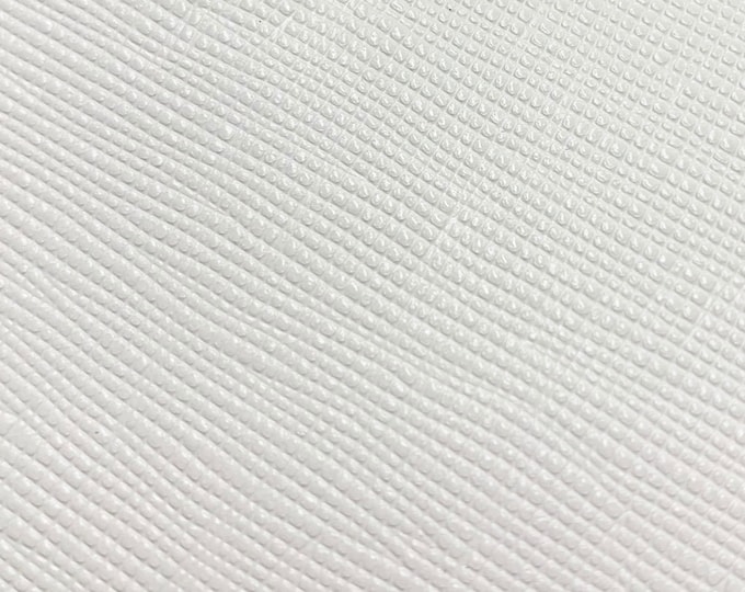 Saffiano 2 Pieces 4"x6" Brilliant WHITE Weave Embossed Cowhide Leather 3.25-3.5 oz/1.1-1.2mm PeggySueAlso® E8201-39 hides available