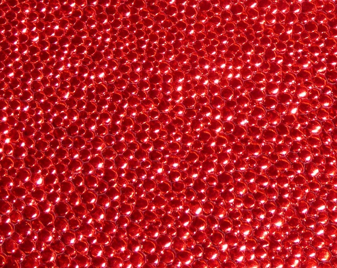 Beaded Stingray 12"x12" RED Metallic Cowhide Leather 3 oz / 1.2 mm PeggySueAlso® E1290-48 hides available