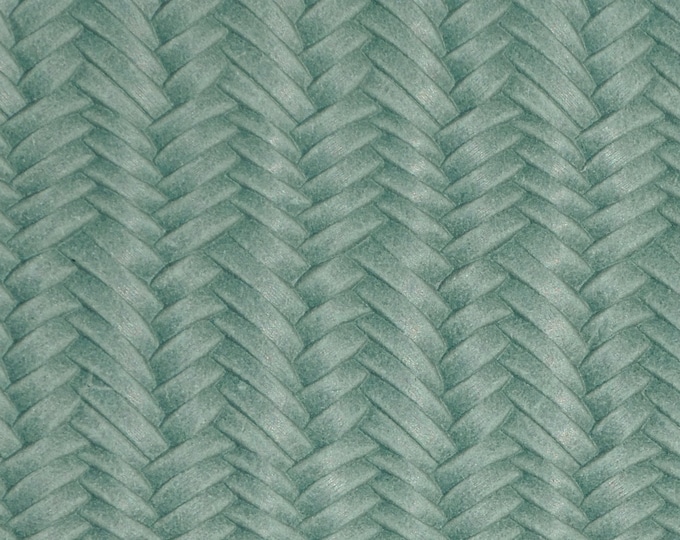 Braided Fishtail  12"x12" SEA FOAM Green Italian Cowhide Leather 3 oz / 1.2 mm PeggySueAlso E3160-35 hides available