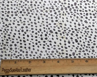 CORK 12"x12" Mini Black CHEETAH / Dalmatian print applied to WHITE Cork on Leather Thick 5.5oz/2.2mm PeggySueAlso®E5610-15