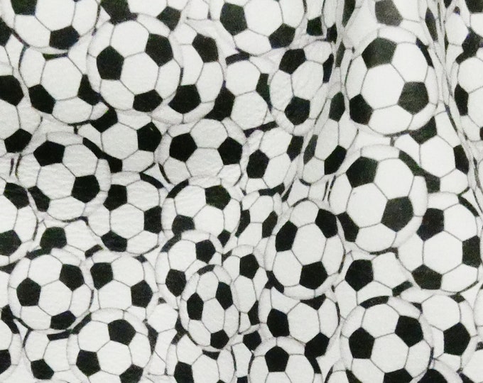 Leather 2 pieces 4"x6"  SOCCER BALLS (5/8" each) on White cowhide #369 2.5-3 oz / 1-1.2 mm PeggySueAlso® E1222-01