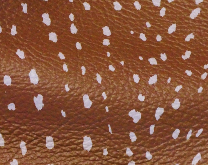 Leather 3-4-5 or 6 sq ft SPOTTED AXIS Deer or FAWN Print Cowhide 3-3.5 oz / 1.2-1.4 mm PeggySueAlso E1315-01