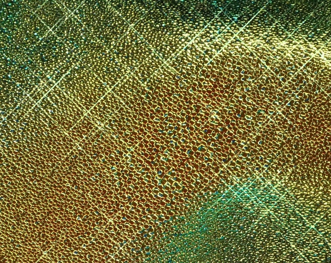 Beaded Stingray 3-4 or 5 sq ft CHAMELEON Golds and Greens Metallic Cowhide Leather 3oz /1.2 mm PeggySueAlso® E1290-41
