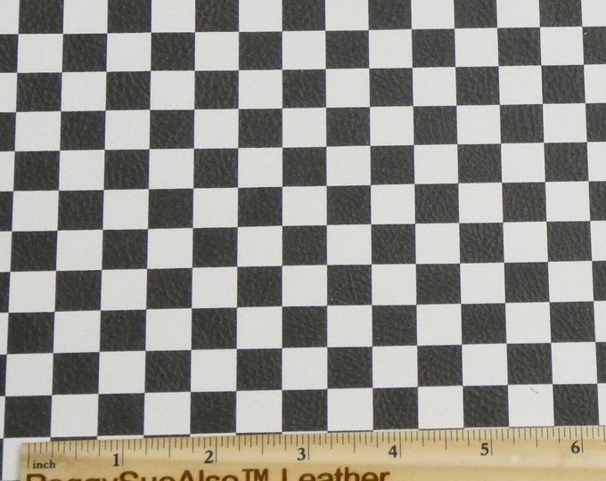 Leather 12"x12" Large CHECKERBOARD WHITE and BLACK (1/2" squares) Cowhide 4-4.25oz/ 1.6-1.7mm PeggySueAlso® E7300-01