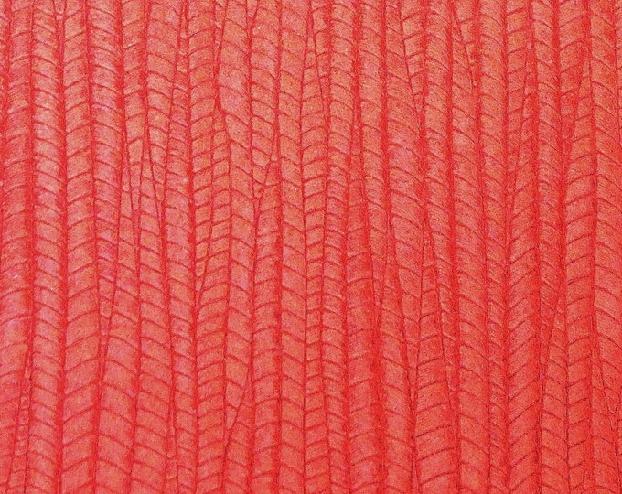 Palm Leaf  3, 4, 5 or 6 sq ft CORAL RED Cowhide leather 3-3.25 oz / 1.2-1.3 mm PeggySueAlso E3171-09 hides available