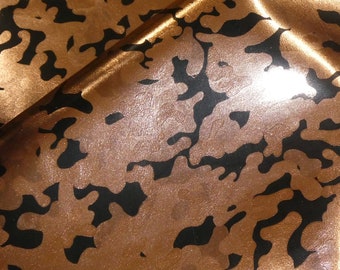Camo 12"x12" FIRM and THICK Rose GOLD Metallic on Black Cowhide Leather 4-5 oz / 1.6-2 mm PeggySueAlso E2030-19