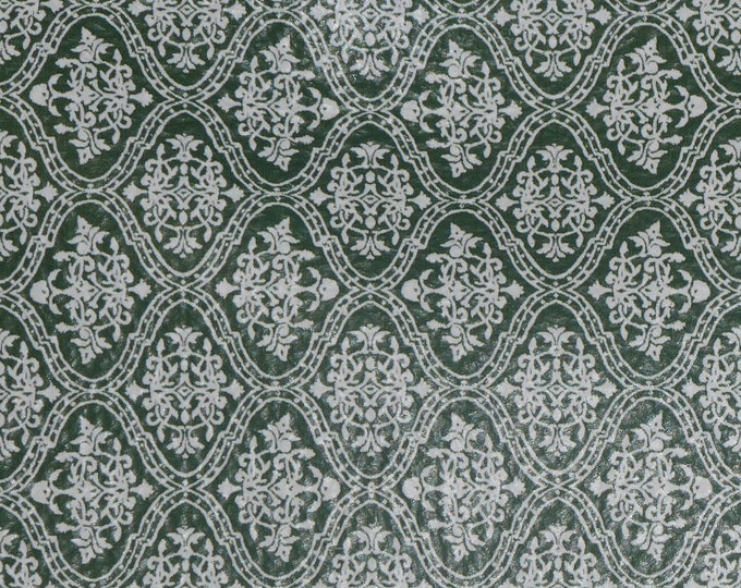 Genuine Leather 12"x12" White on FOREST GREEN DAMASK Pattern is 1.5" across each Damask 3-3.25oz/1.2-1.3 PeggySueAlso E1345-02