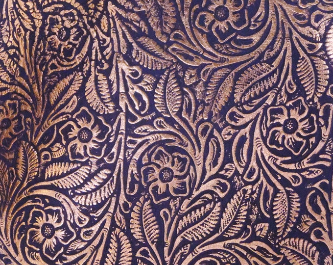 Leather 3-4-5 or 6 sq ft Garibaldi Rose ROSE GOLD Metallic on NAVY Blue Cowhide 2.25-2.5oz/0.9-1mm PeggySueAlso® E3610-02 hides too