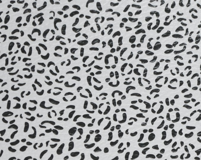 Leather 5"x11" TINY WHITE LEOPARD with Black Spots NoT hair on Cowhide 3-3.5oz /1.2-1.4 mm PeggySueAlso® E2550-13