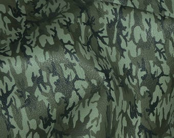 Leather 5"x11" FERN Green MINI Camo pattern Khaki Black Olive Grain Cowhide 2.5-3 oz / 1-1.2 mm PeggySueAlso® E2176-13