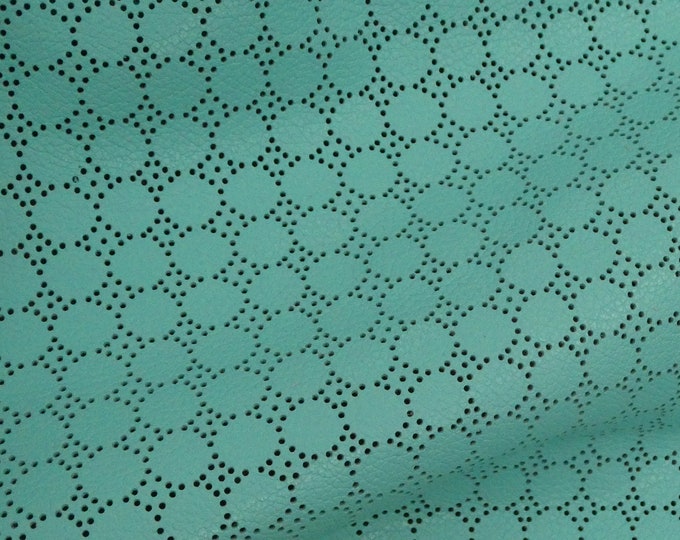 Perforated Dots 8"x10" ROBIN Egg Cowhide Leather 2-2.25 oz / 0.8-0.9 mm PeggySueAlso® E7100-04 limited