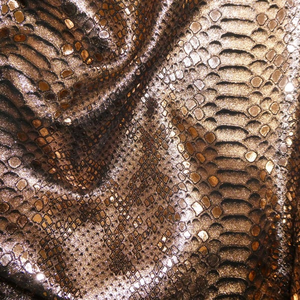 Mystic Python 8"x10" ROSE GOLD Metallic on BLACK suede Cowhide Leather 3-3.25 oz/ 1.2-1.3 mm PeggySueAlso® E2868-08 hides too